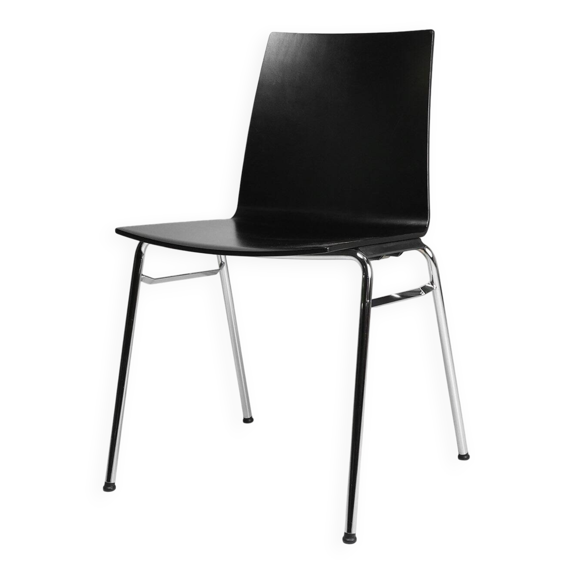 21th Century Black Chair with Wooden Seat, Belgium
