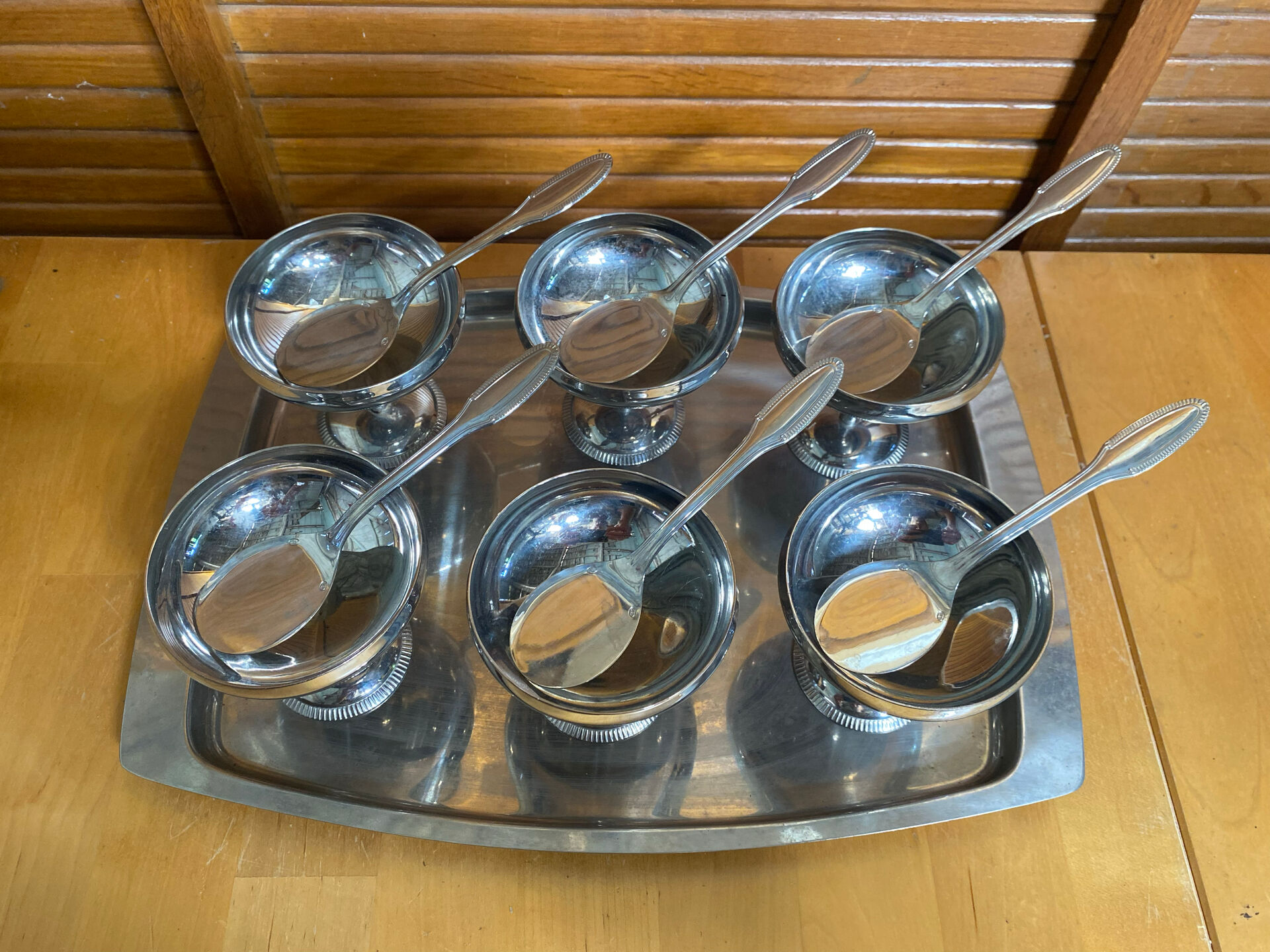 Service à glace rémy letang plateau + 6 coupes + 6 cuillères vintage #
