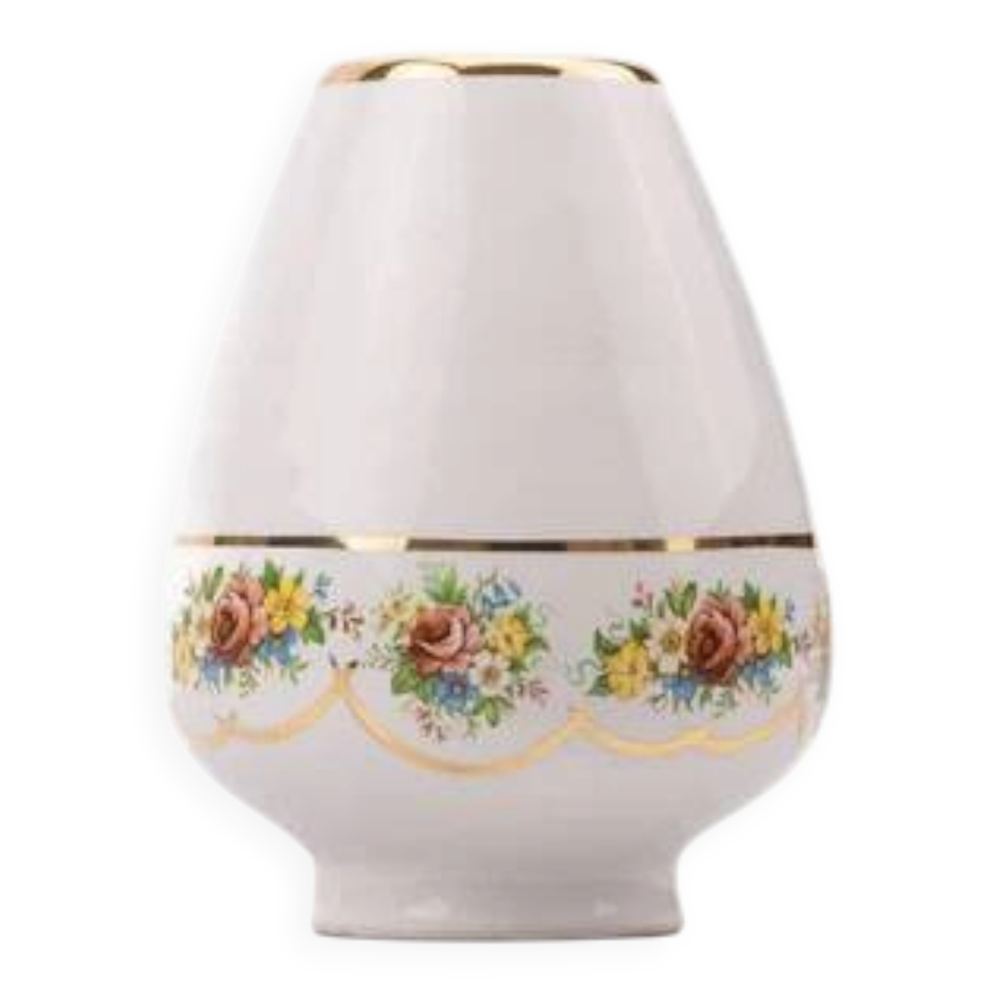 Brussels porcelain vase with a gold rim and flowers