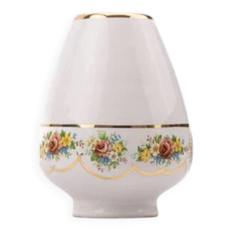 Brussels porcelain vase with a gold rim and flowers