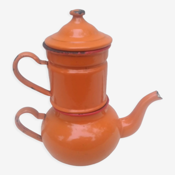 Orange enamelled coffee maker