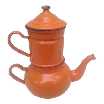 Orange enamelled coffee maker