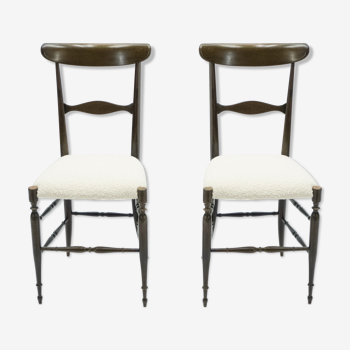 Rare pair of Campanino Chiavari walnut chairs by Fratelli Levaggi 1950