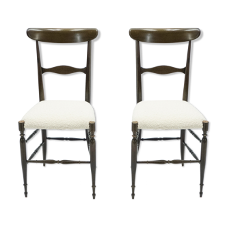 Rare pair of Campanino Chiavari walnut chairs by Fratelli Levaggi 1950