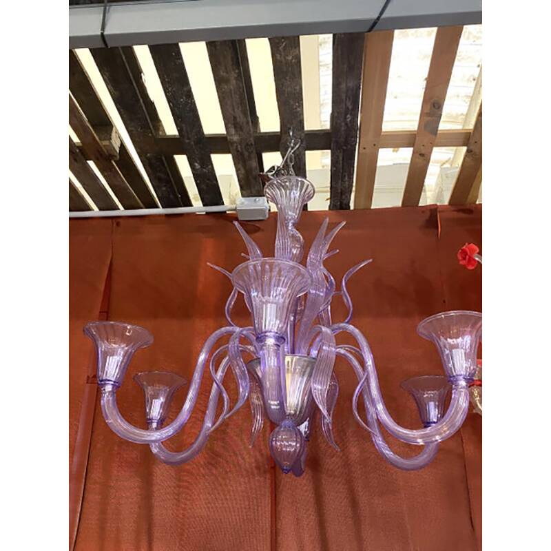 Contemporary Wisteria "Glicine" Murano Style Glass Leaf Chandelier