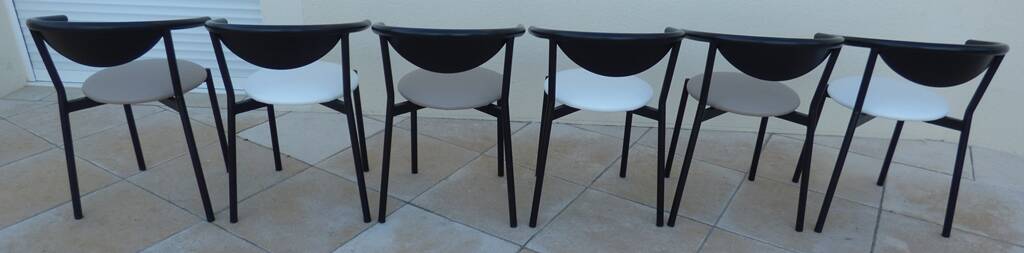 6 gondola-style chairs with luxurious metal structure and imitation leather