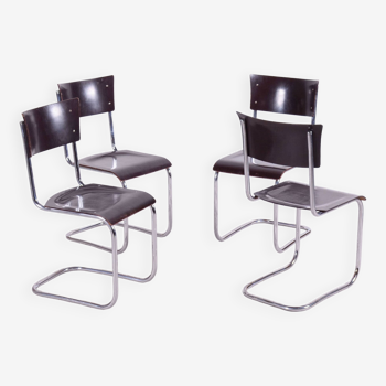 Set of 4 Restored Bauhaus Chairs, Mart Stam, Robert Slezak, Czechia, 1930s