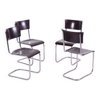 Set of 4 Restored Bauhaus Chairs, Mart Stam, Robert Slezak, Czechia, 1930s