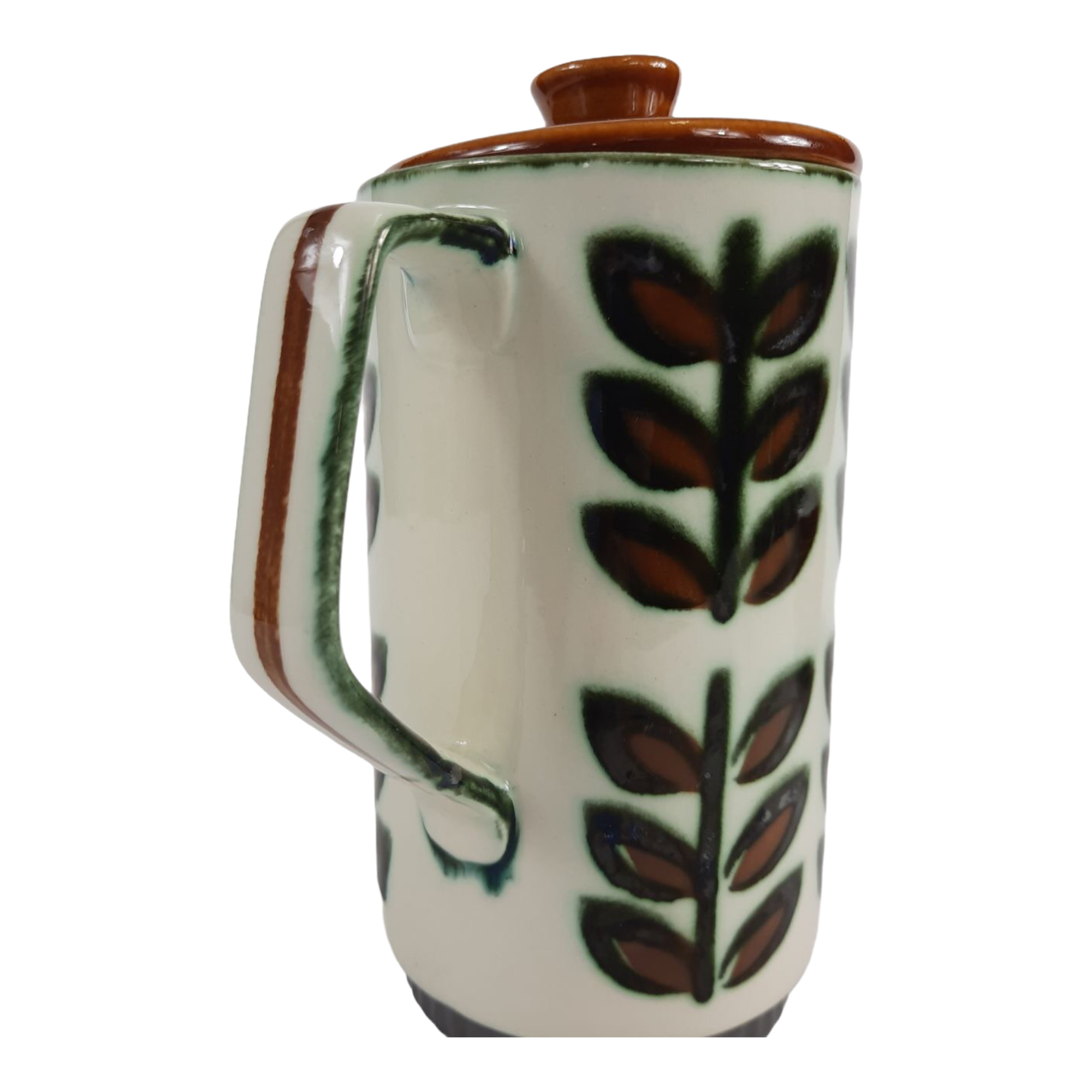 Tea service for Six vintage boch pattern brown, white and green