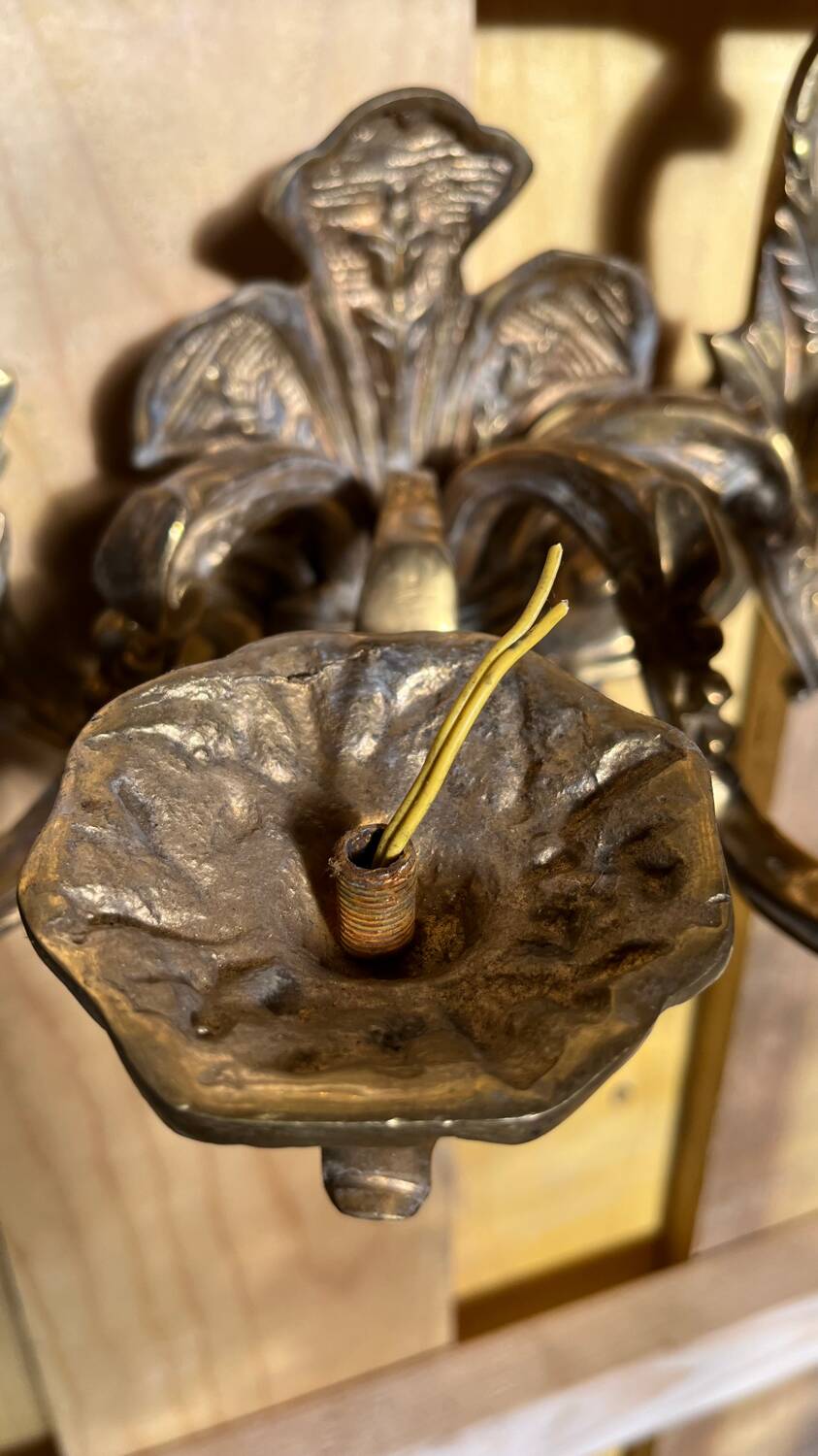 Pair of LXV style gilt bronze wall lights