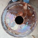 Large ceramic vase on a column, 1.49 meters tall, circa 1900, in its original condition.