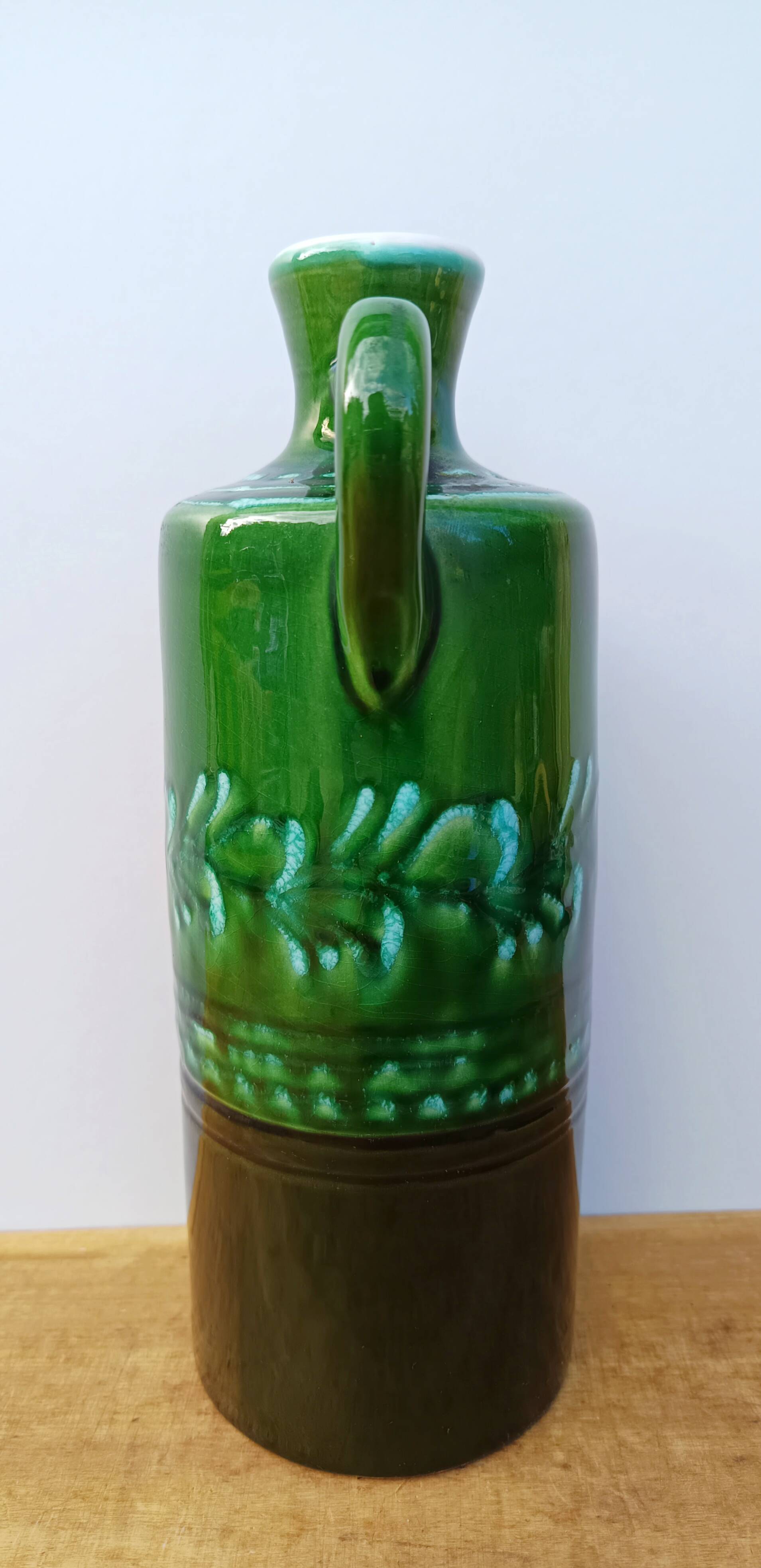 Bottle, vintage soliflore in enamelled terracotta