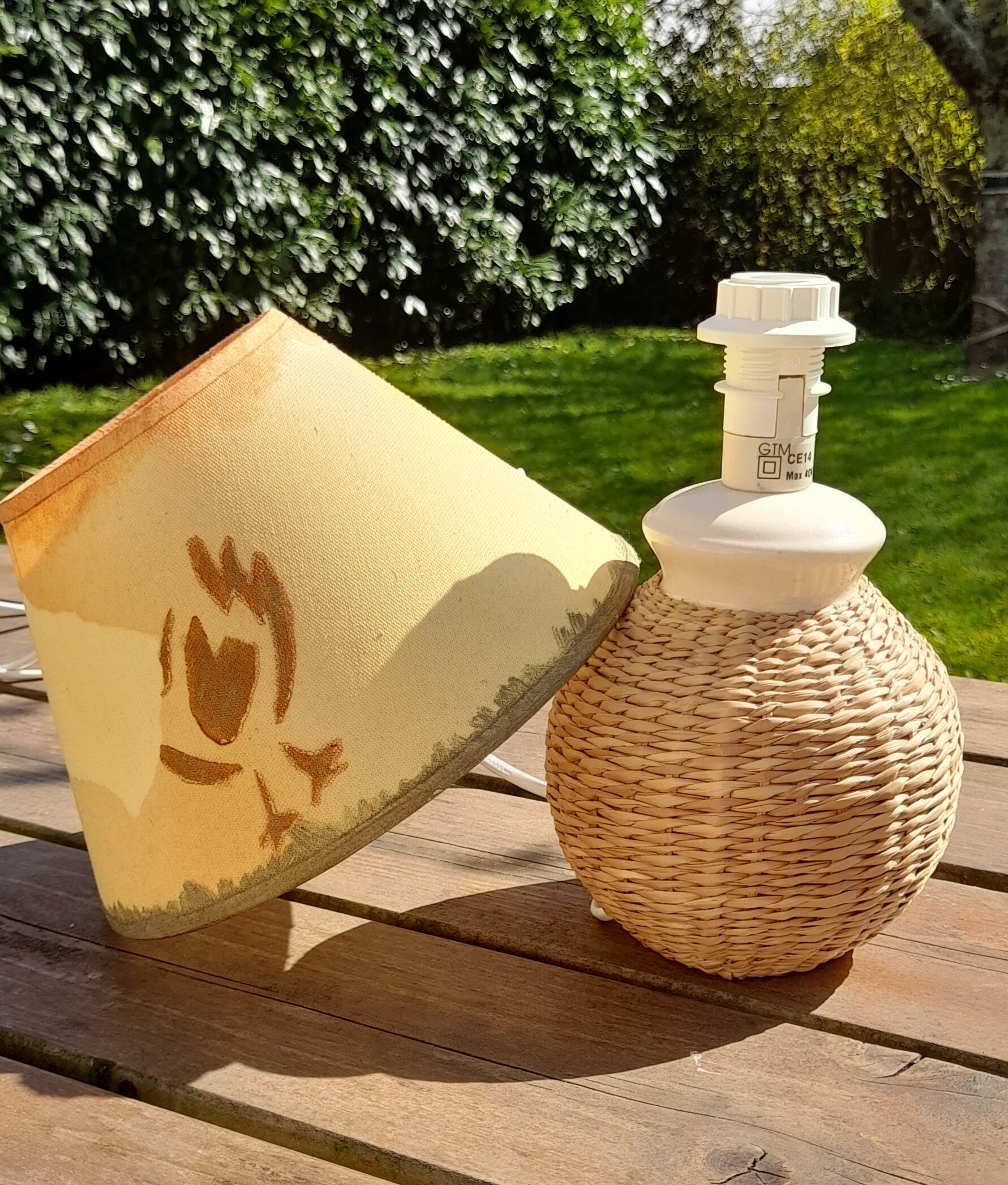 Small lamp to lay foot rattan ball, vintage