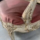 Louis XV style bench in lacquered and gilded beech, 20th century