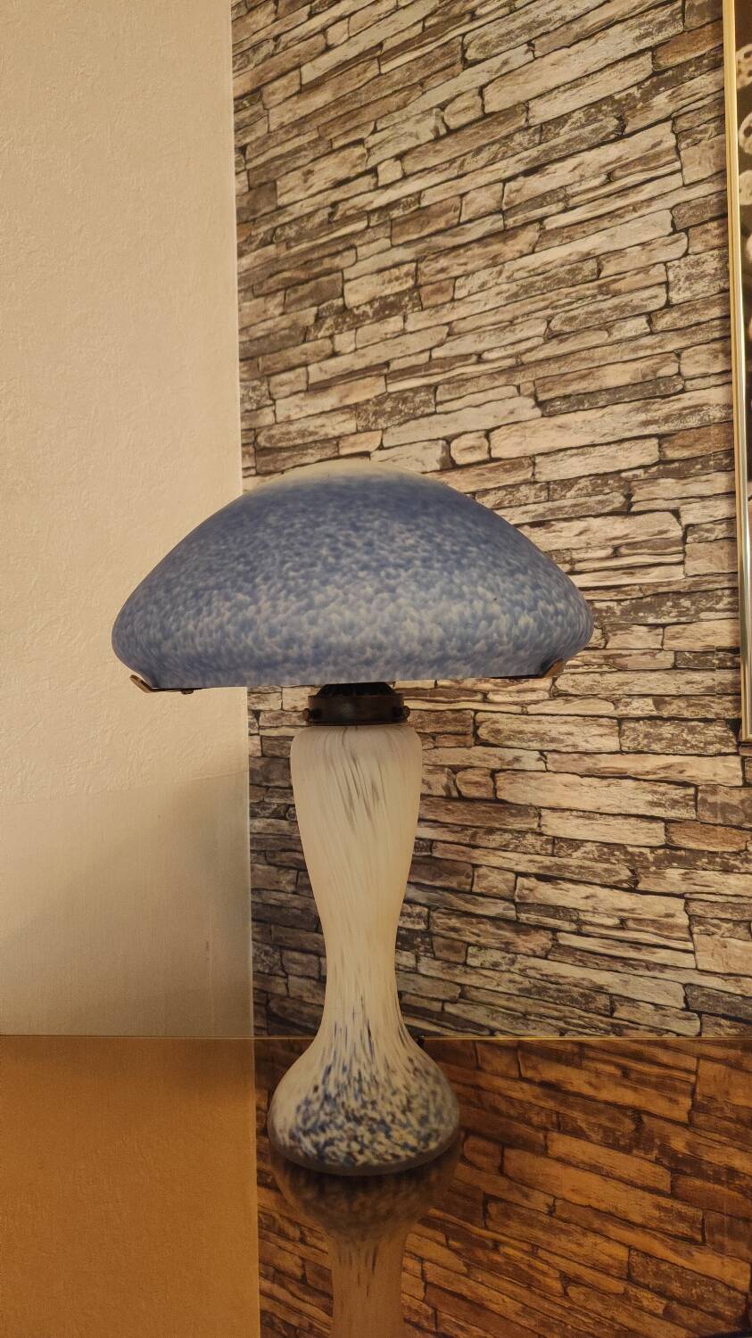 Mushroom lamp 1990 white and blue
