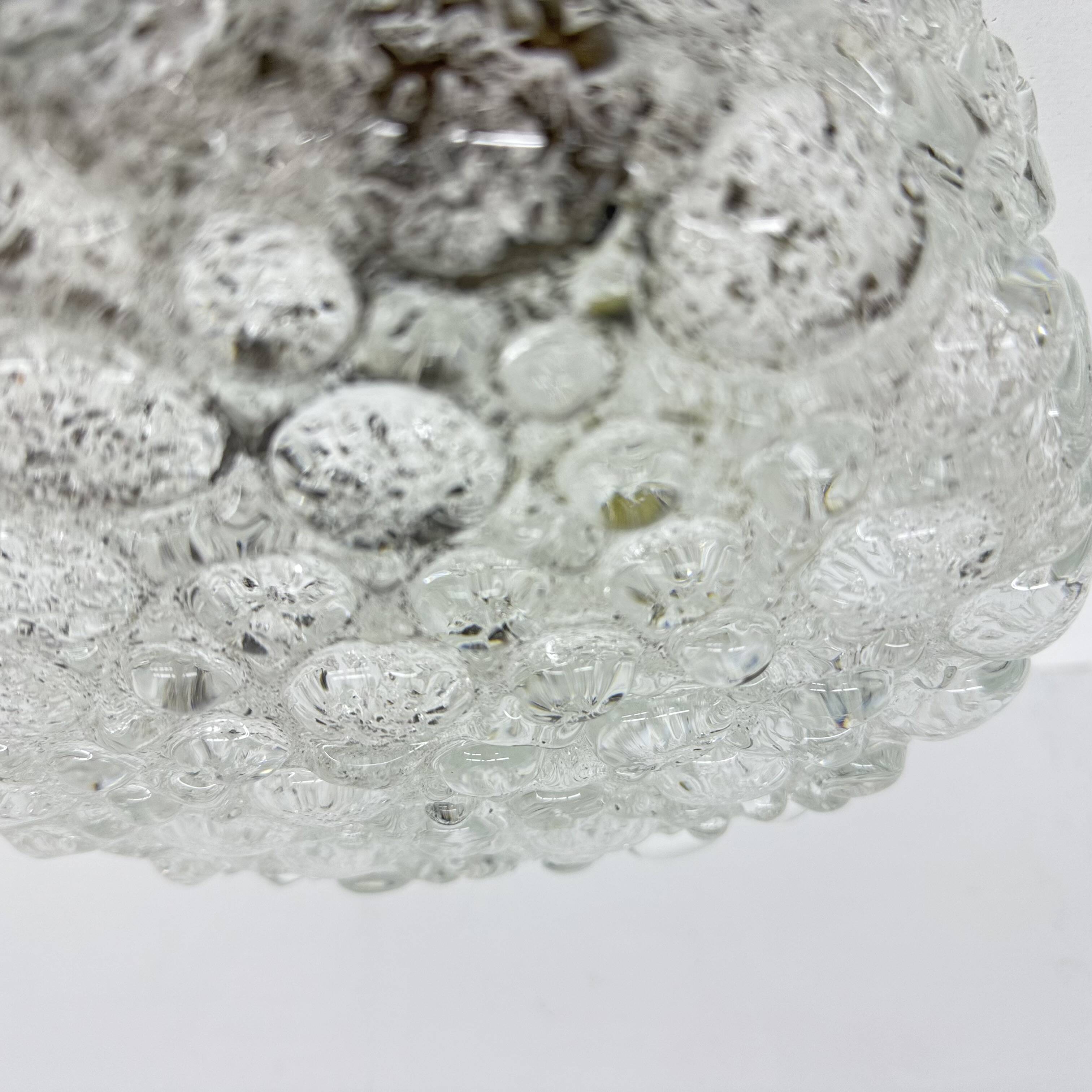 Lampe de plafond en verre Murano à bulles Hillebrand, années 1970, Allemagne