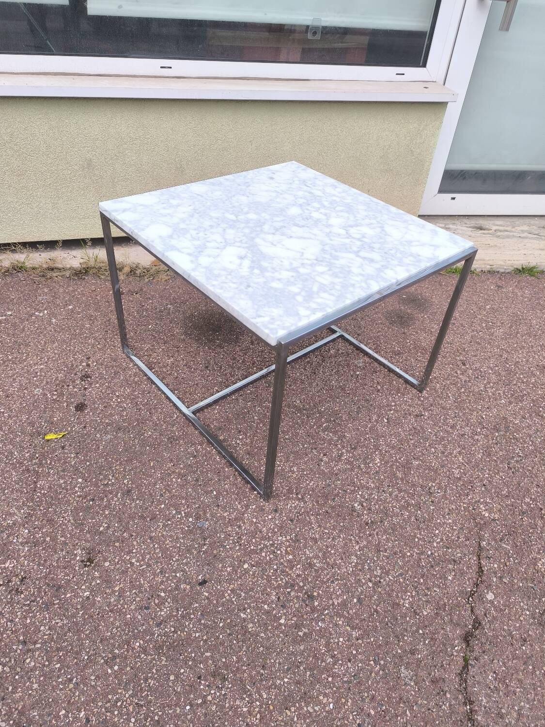 White marble and chrome coffee table, 1970