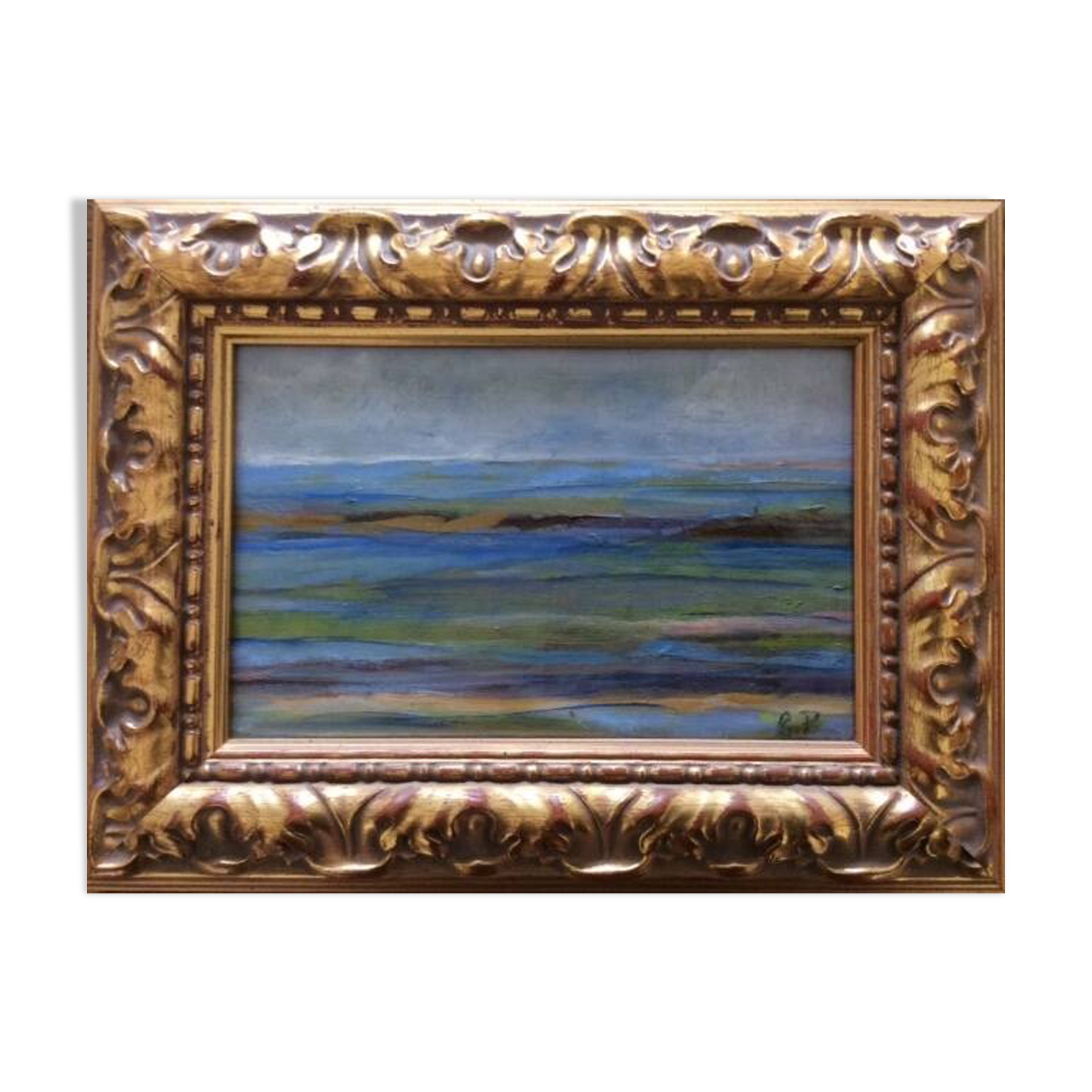 small oil on canvas framed and signed, sea motif.