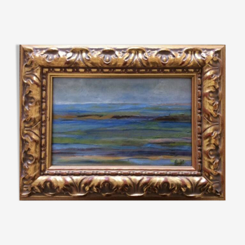 small oil on canvas framed and signed, sea motif.