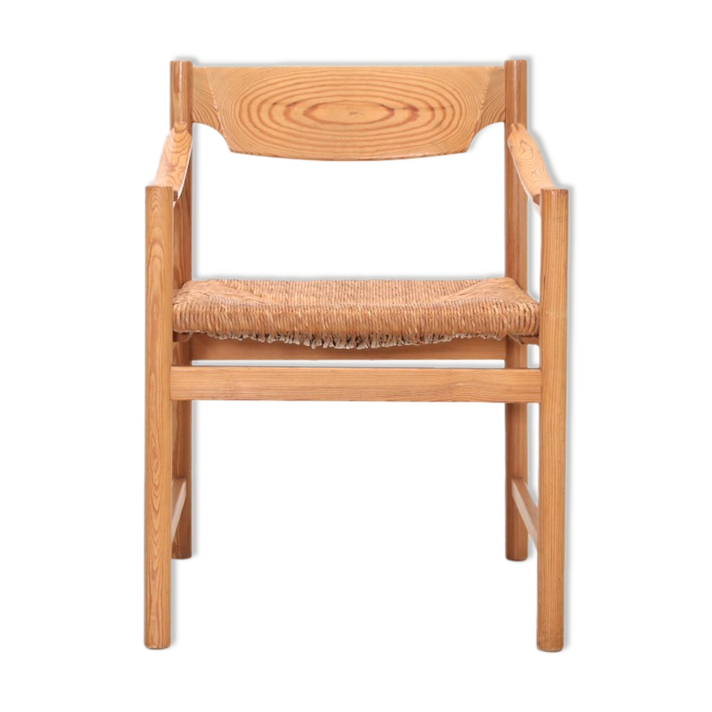 Chaise en bois de pin avec accoudoirs