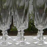 6 crystal champagne flutes from ARQUES. LOUVRE model.