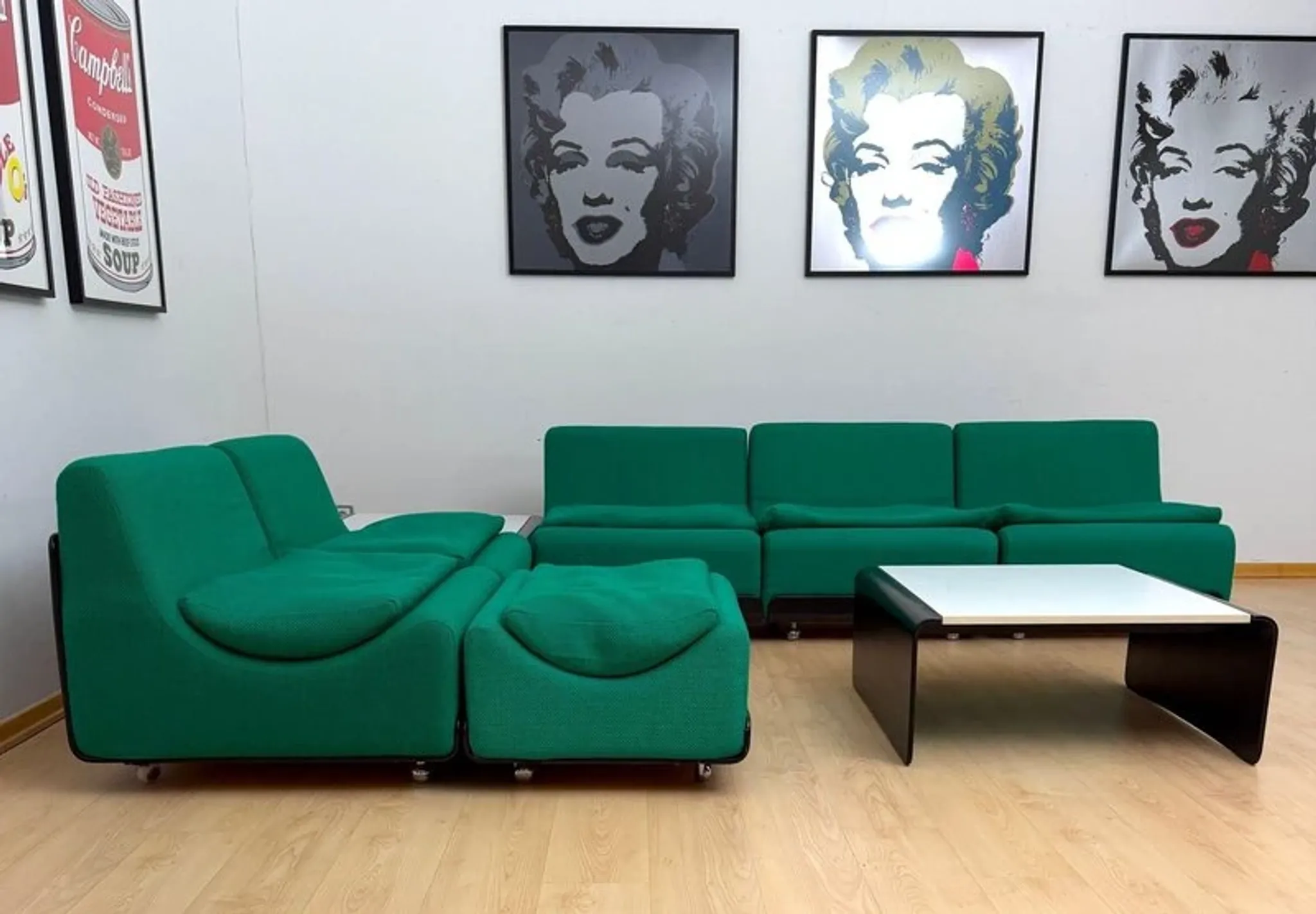 Modular green Orbis sofa ensemble by Luigi Colani for COR, Germany, 1970, set of 8