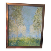 Paysage de peupliers signé