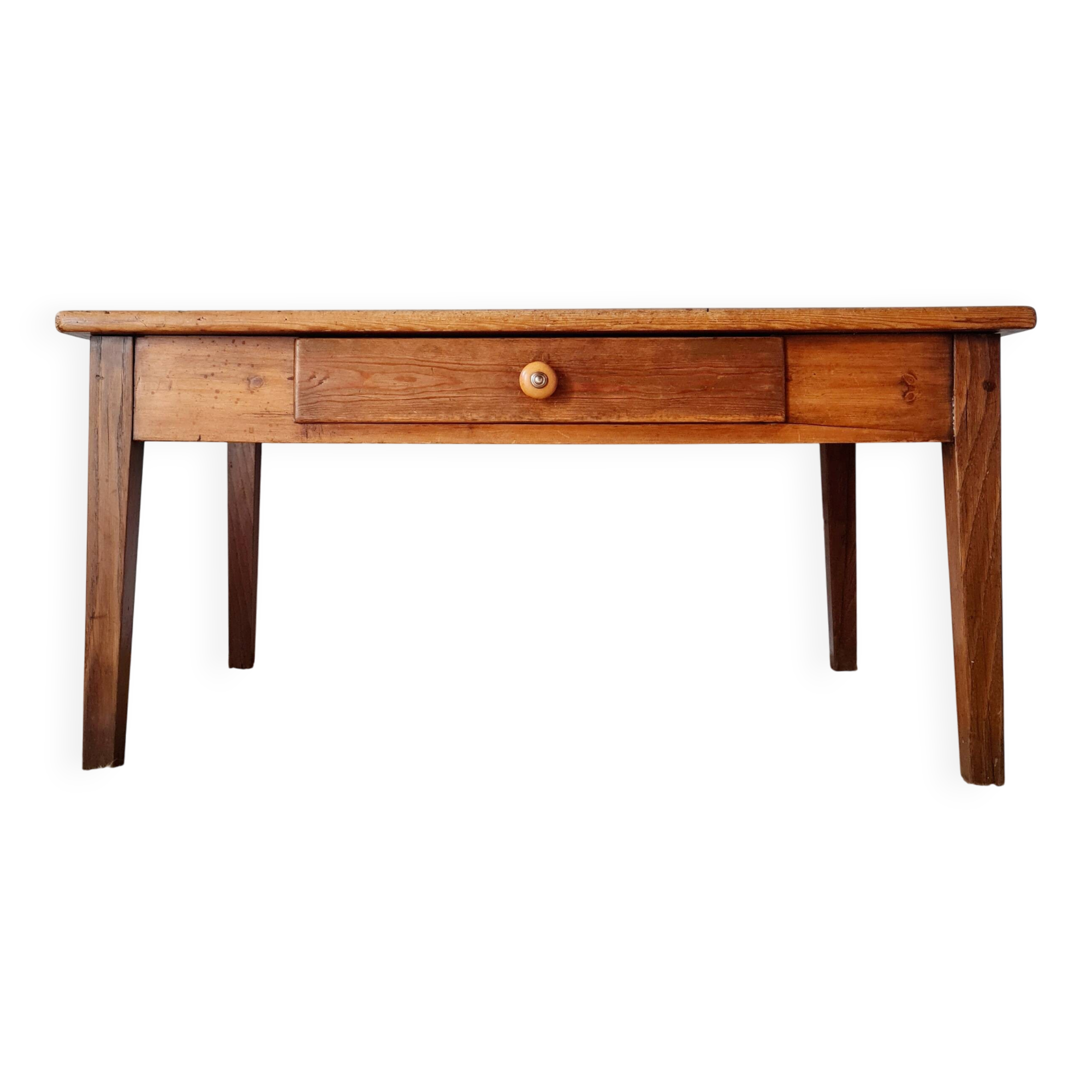 Low farmhouse table with drawer - L100