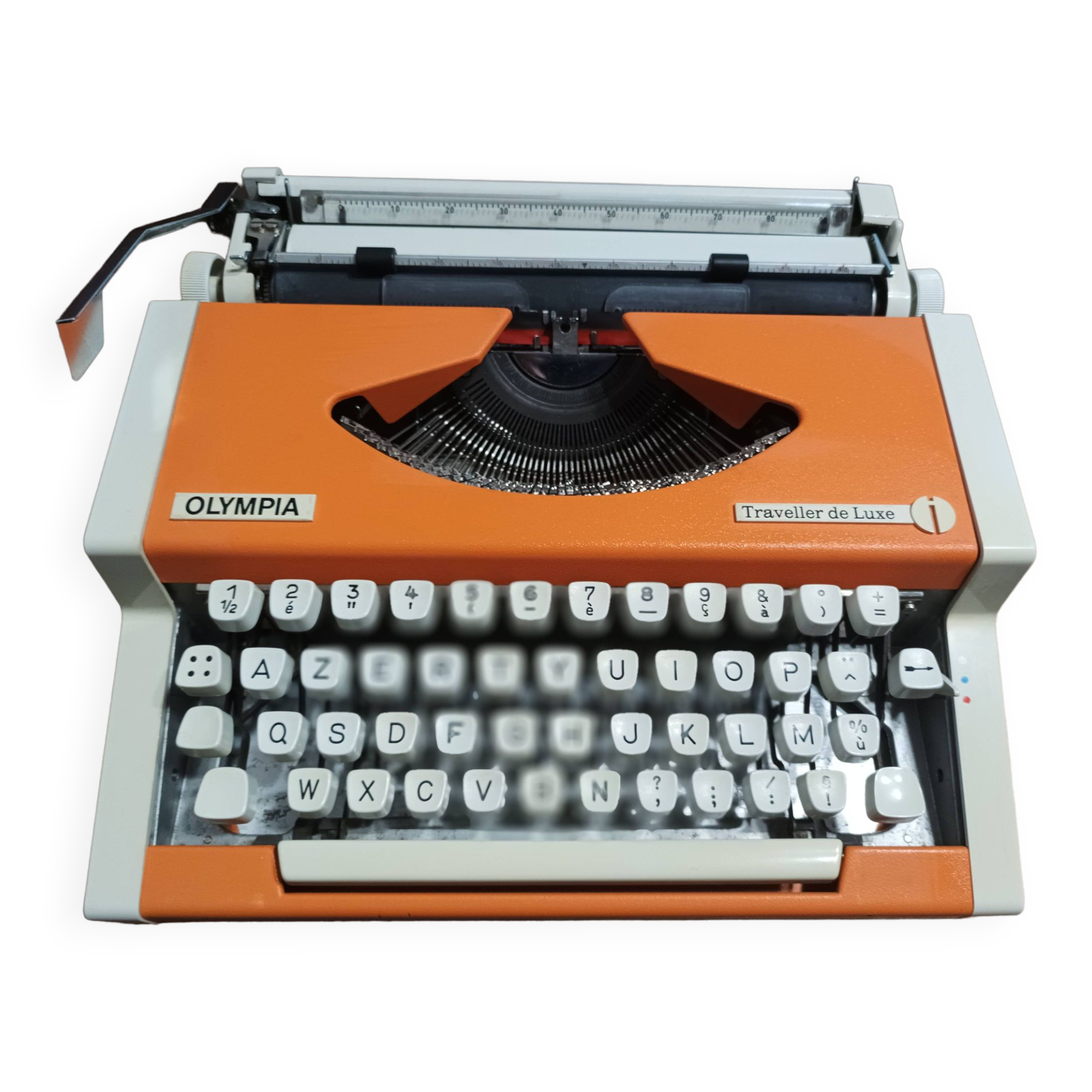 Olympia traveler de luxe orange typewriter serviced and new ribbon