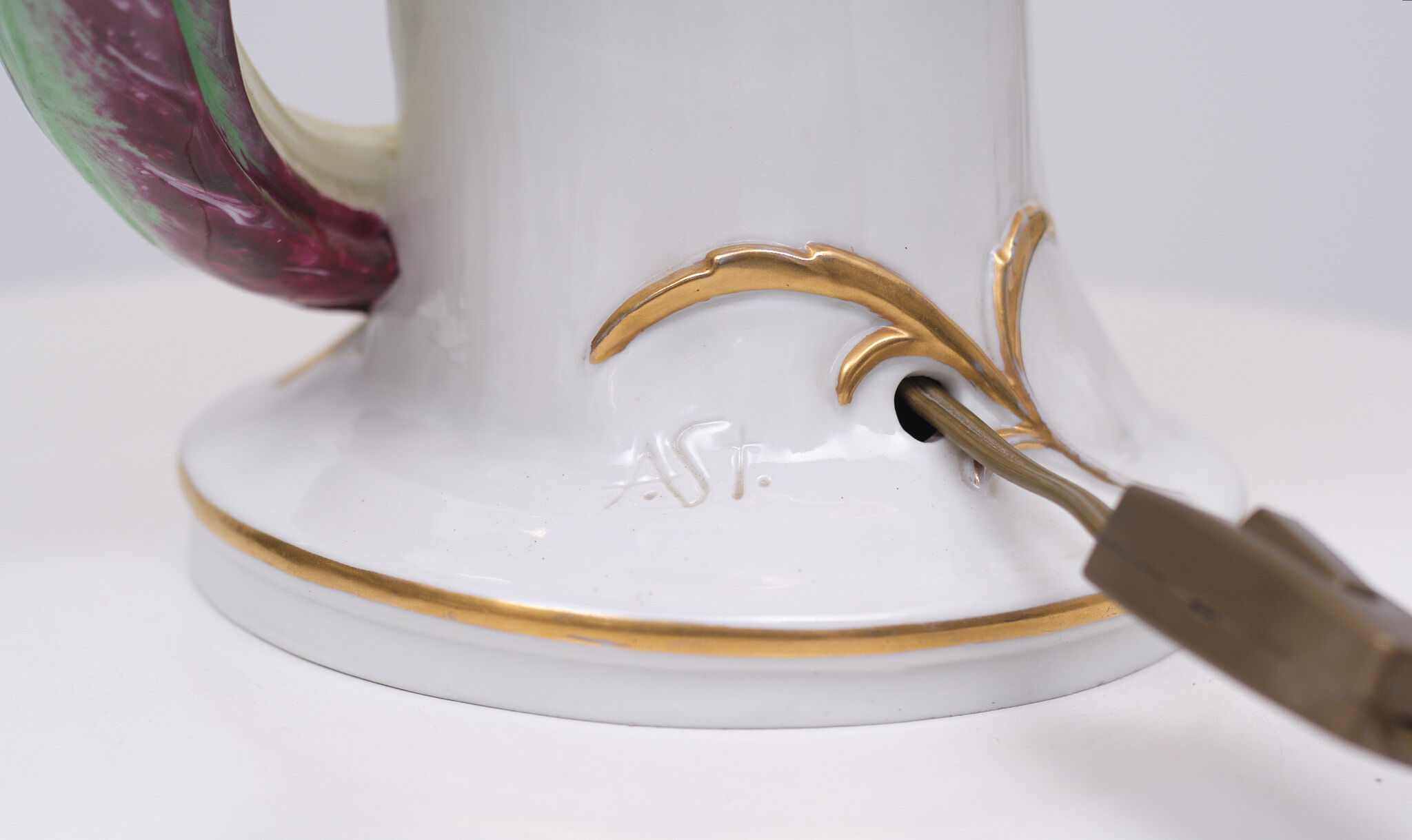 Porcelain Pheasant Table Lamp Germany 1950s