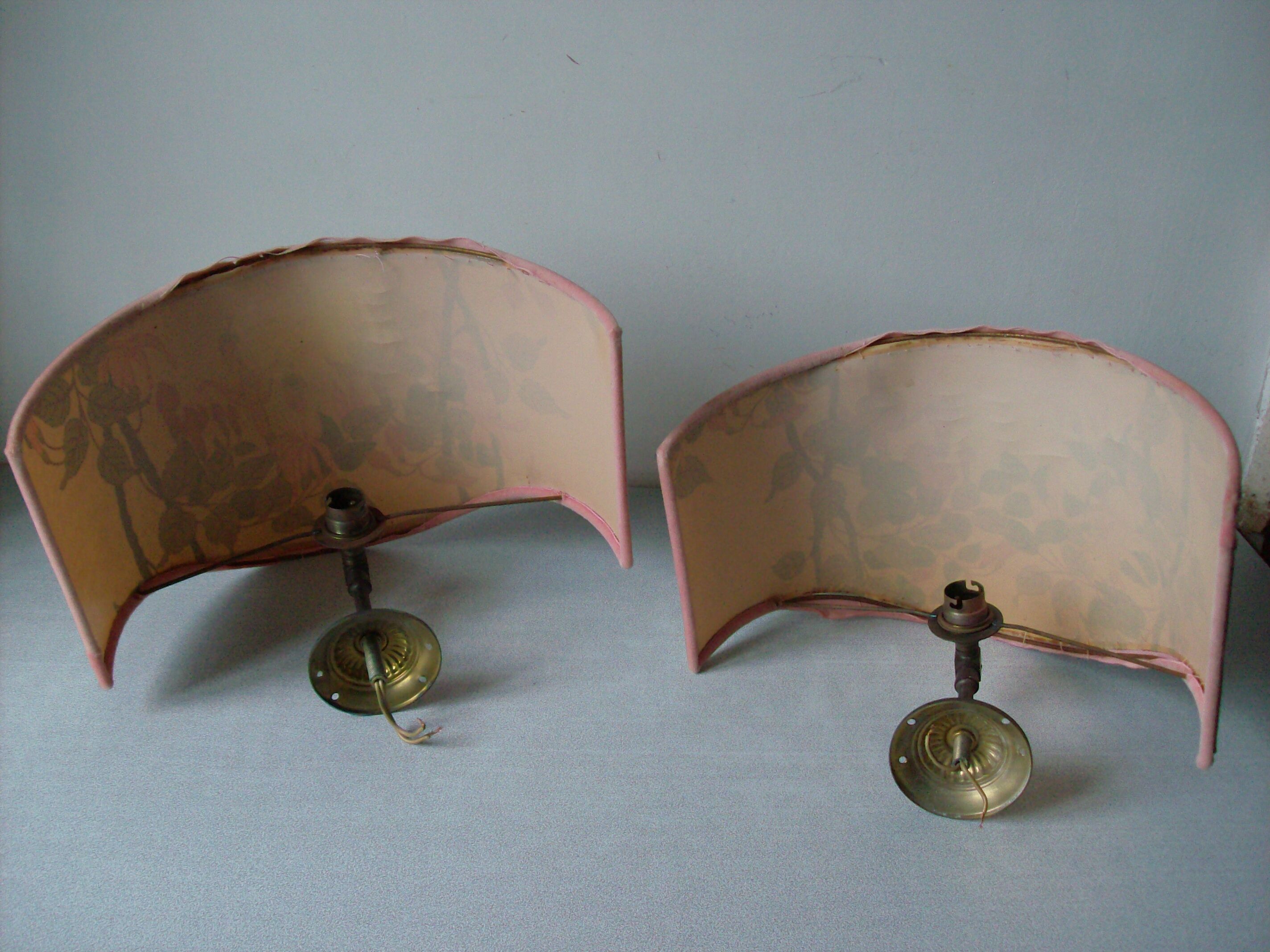 Pair of fabric wall lights