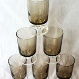 Set of 6 smoked digestive glasses - Vintage 70s style