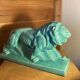 Large Art Deco lion sculpture, in crackled enamel, Peugeot, 1934, Le Jan