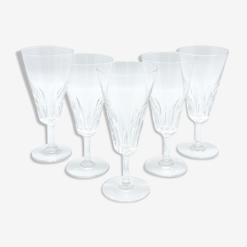 Five Baccarat champagne flutes