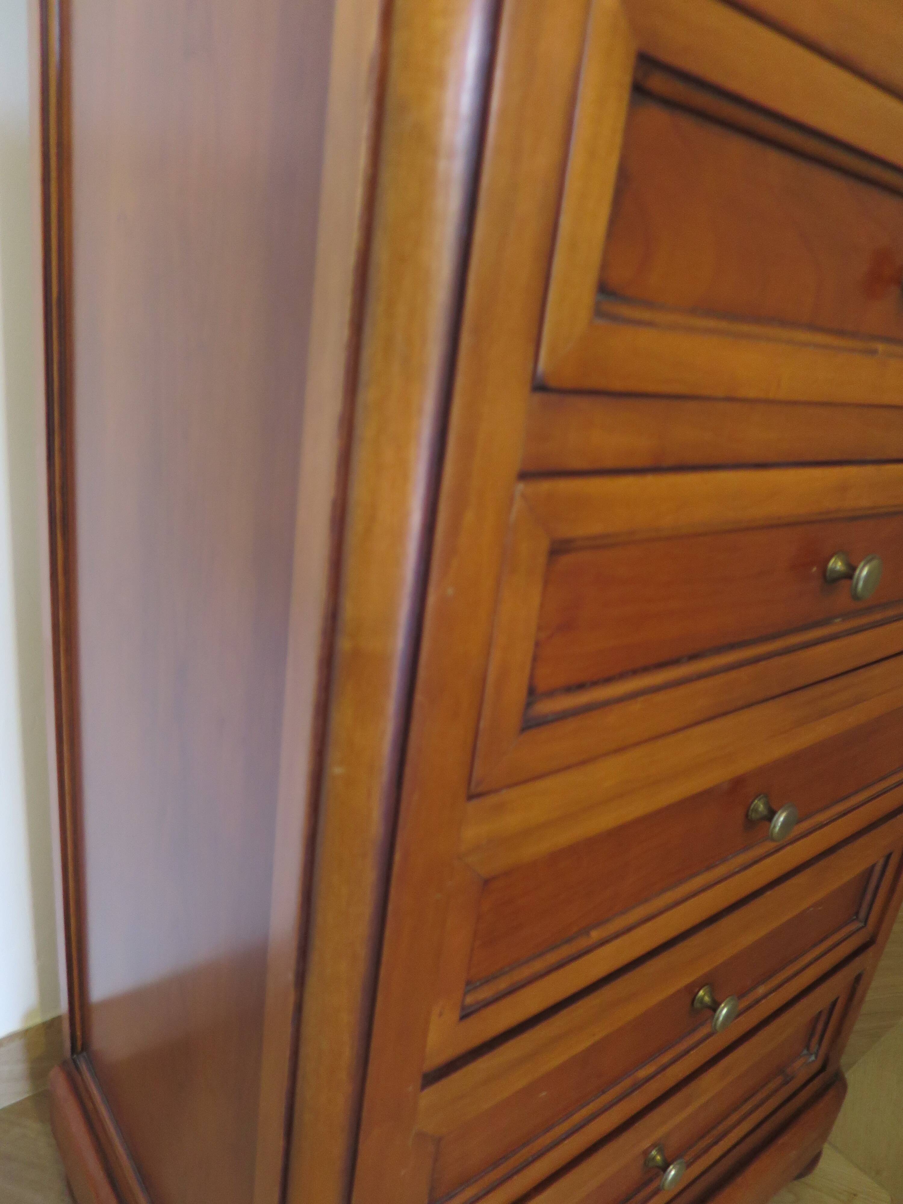 Rare Louis Philippe chest of drawers with 7 drawers from the 80s in cherry wood