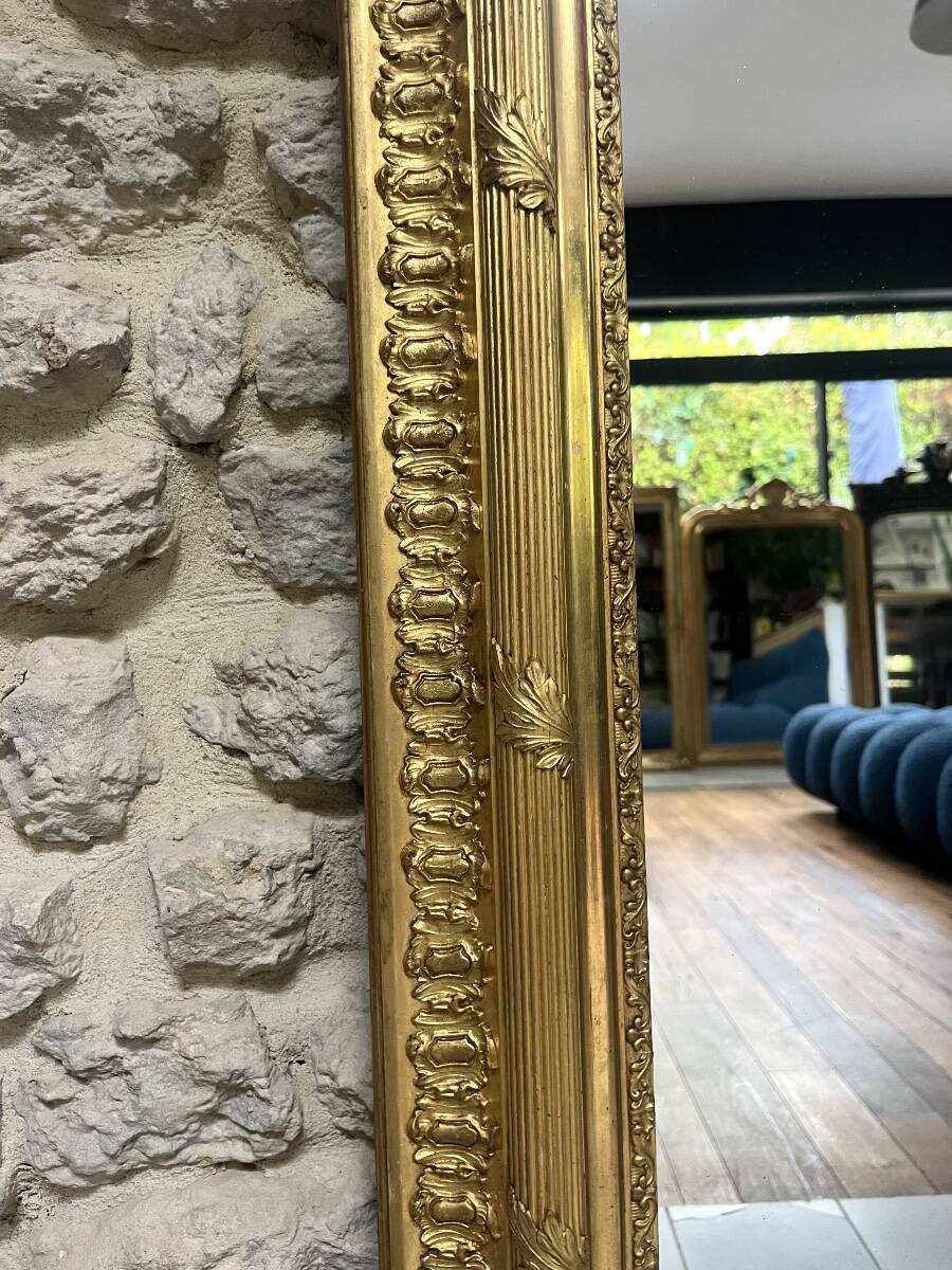 Fireplace mirror 127/101.5cm gilded with gold leaf, mercury glass, fireplace trumeau.