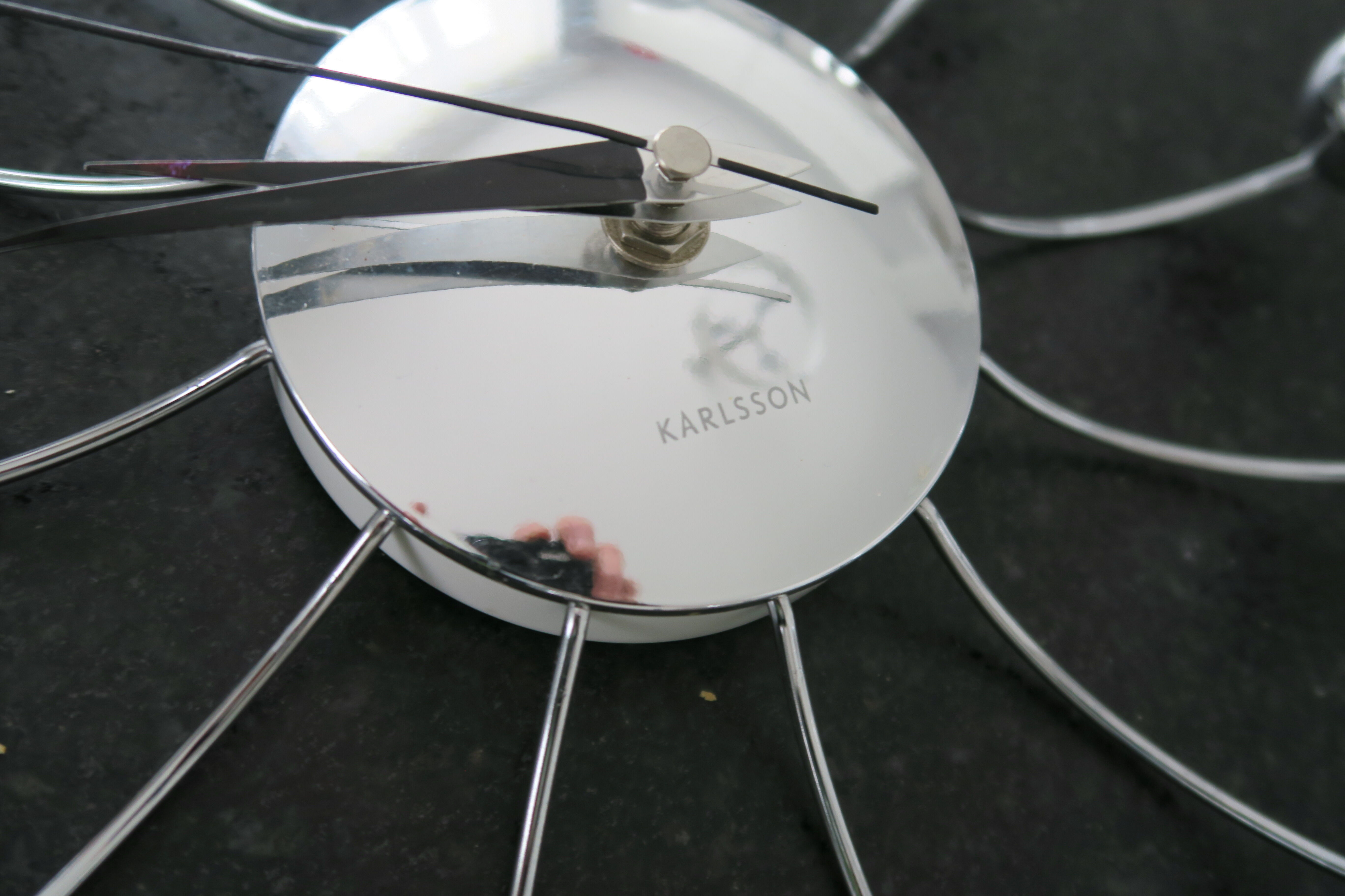 Wall clock spider chrome design karlsson vintage 1970-80