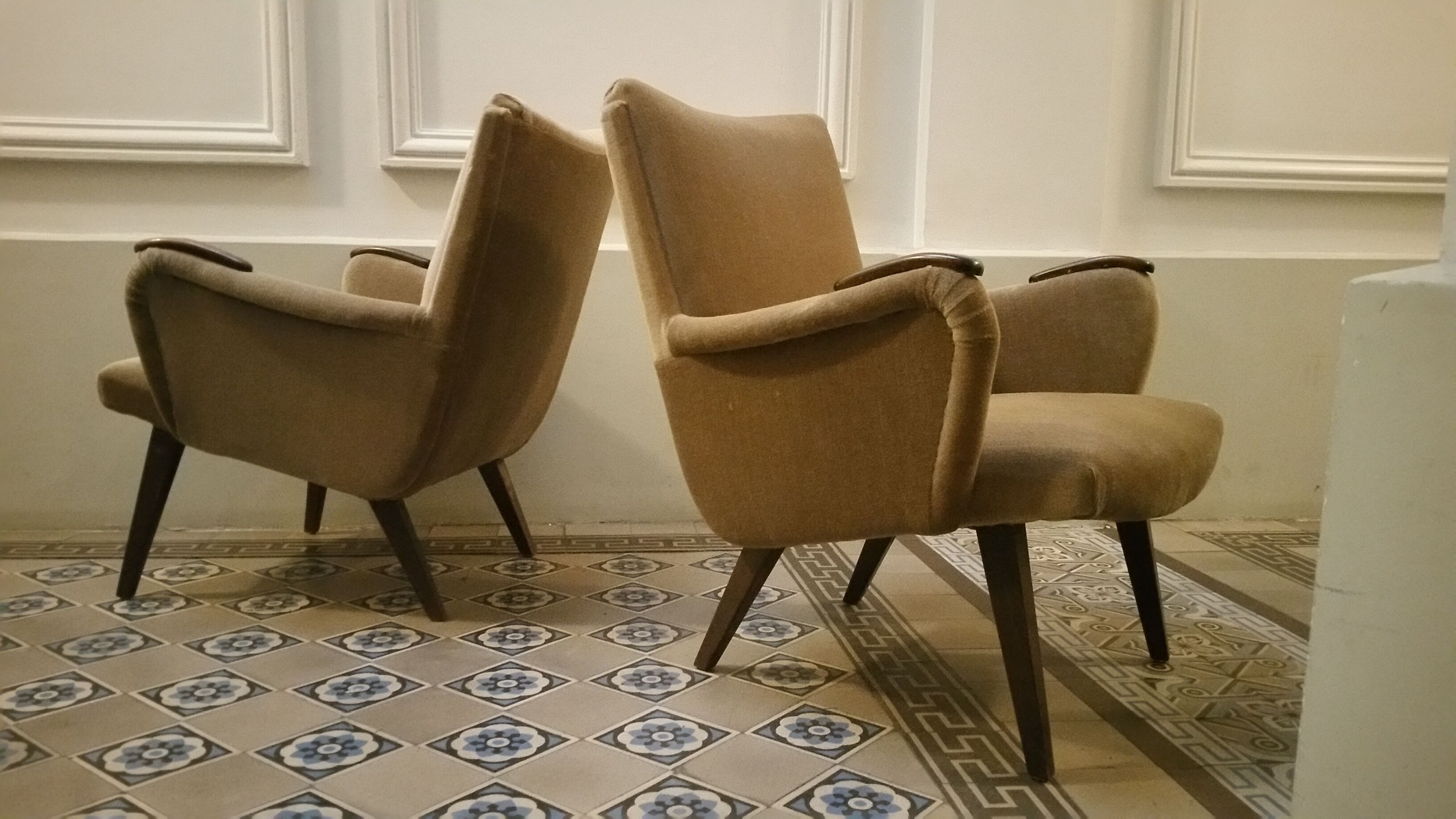 Pairs of armcchairs Danish 50/60s Arno Votteler knoll