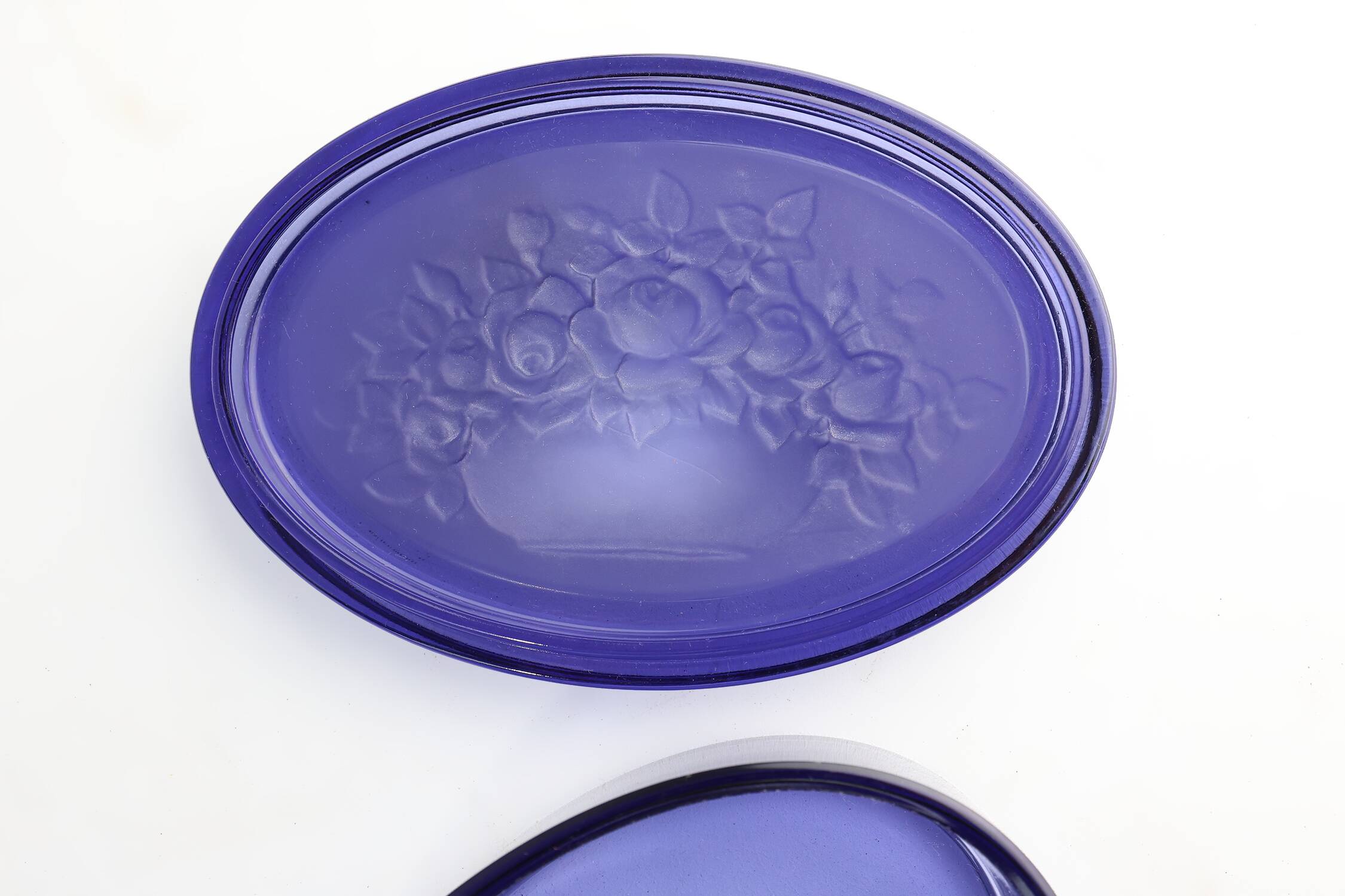 Blue glass Val-Saint-Lambert Vide-Poche, Belgium ca. 1900