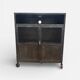 Industrial Vintage Metal Bar Cabinet in Iron and Steel with Mesh Doors