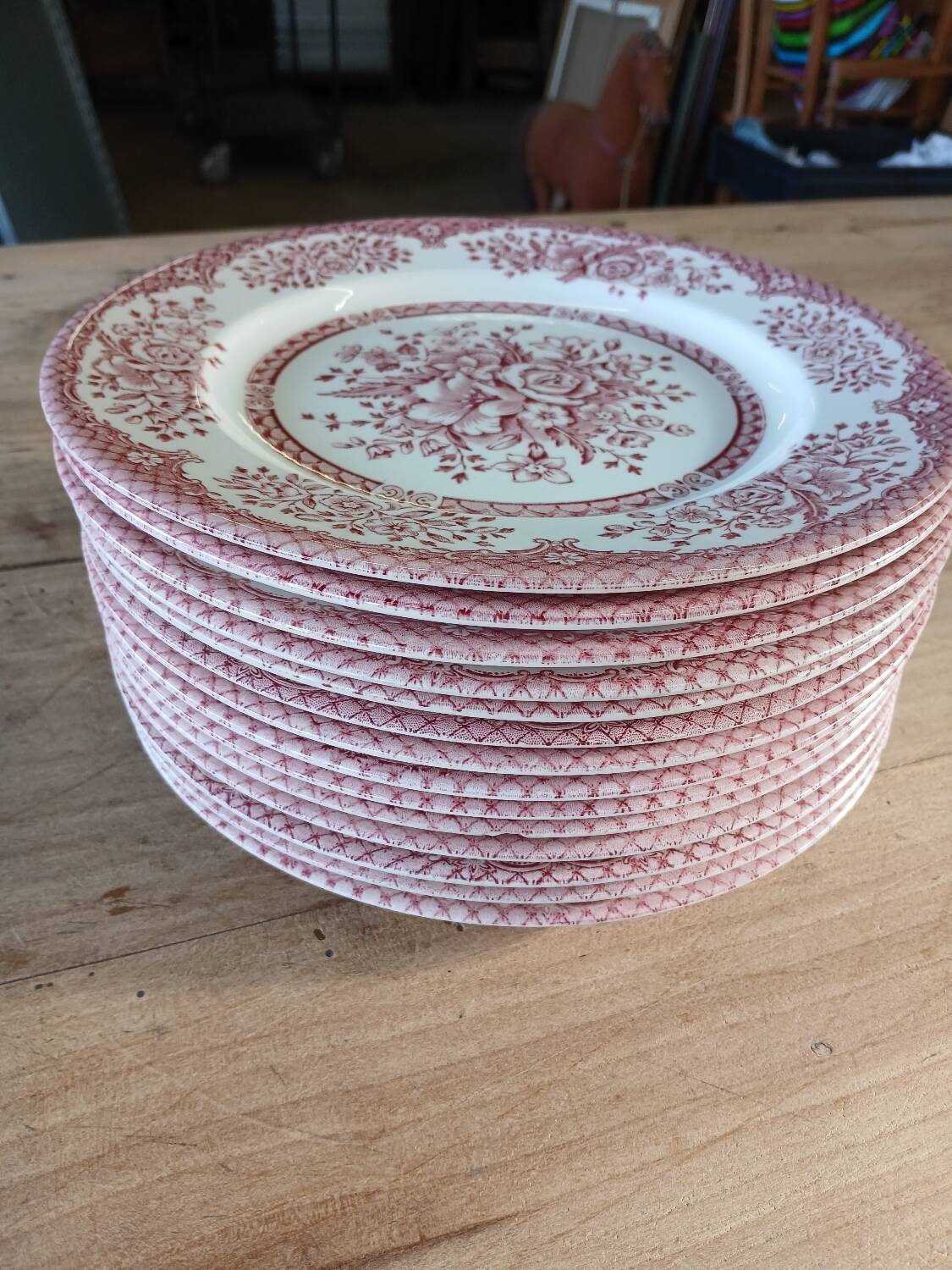 14 Antique English Dinner Plates
