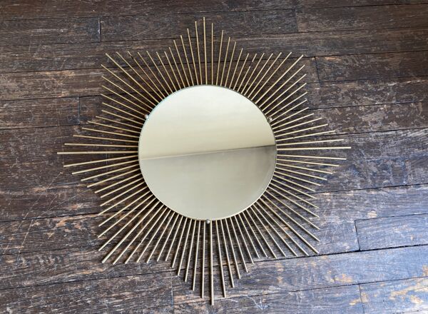 Miroir soleil 1960 rn métal doré