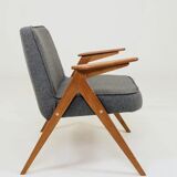 Vintage Lounge Chair Fully Refurbished, Graphite Wool Upholstery