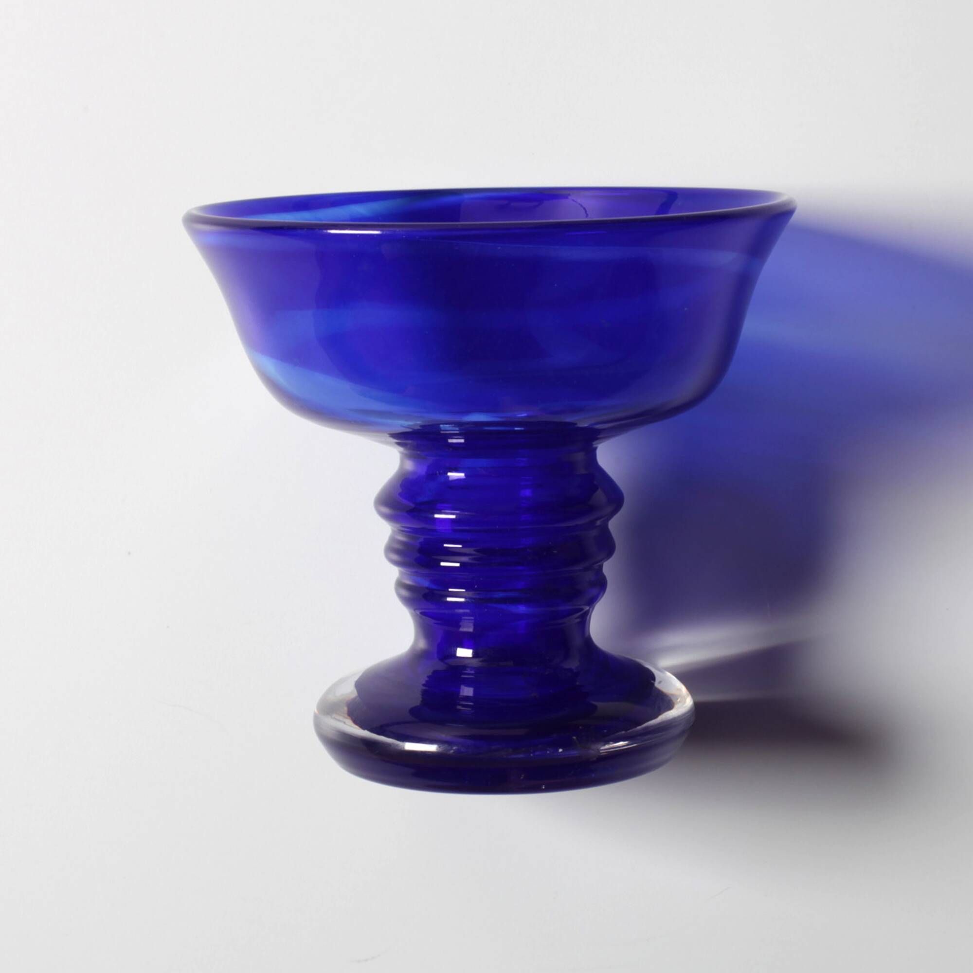Cobalt Blue Handmade Footed Bowl by Johan Jacob Graver / Reijmyre / Sweden