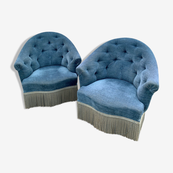 Paire de fauteuils crapauds en velours