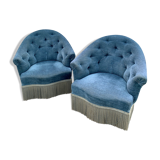 Pair of velvet toad armchairs