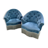 Paire de fauteuils crapauds en velours