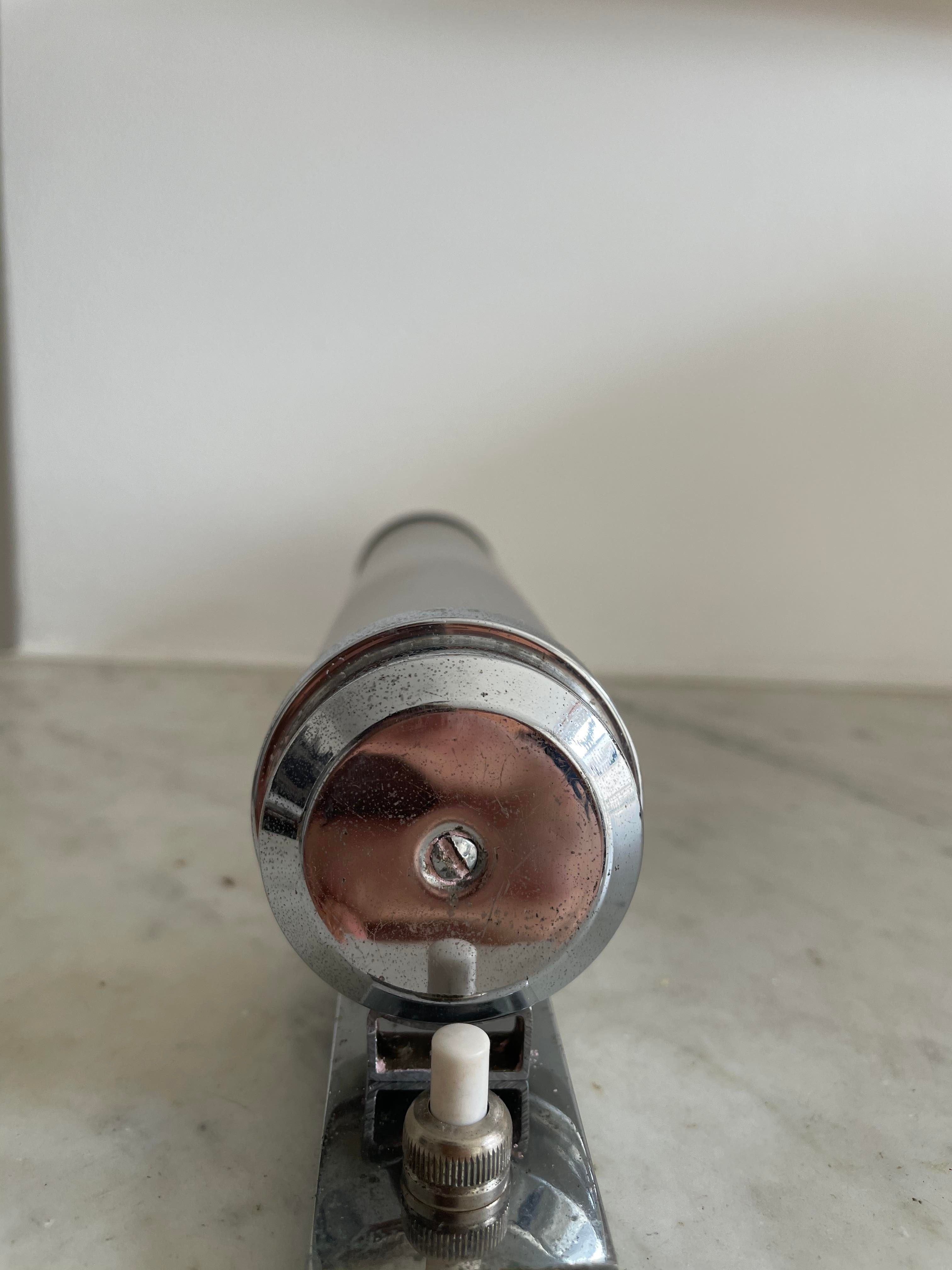 Vintage art deco wall lamp, chrome and sandblasted glass, France 1930