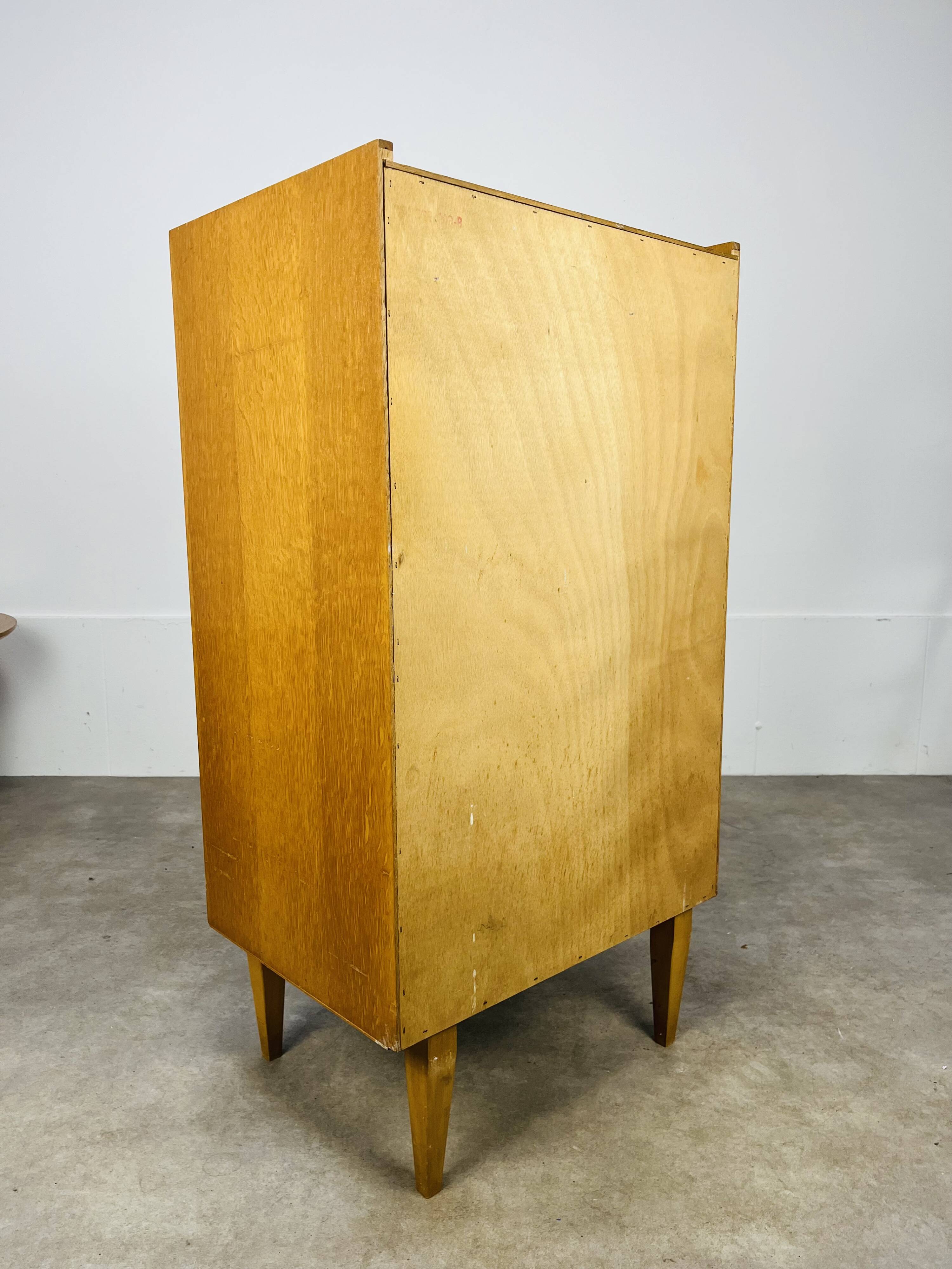 Commode chiffonnier années 50, bois blond