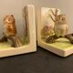Pair of owl Japanese ceramic book greenhouses, 1980